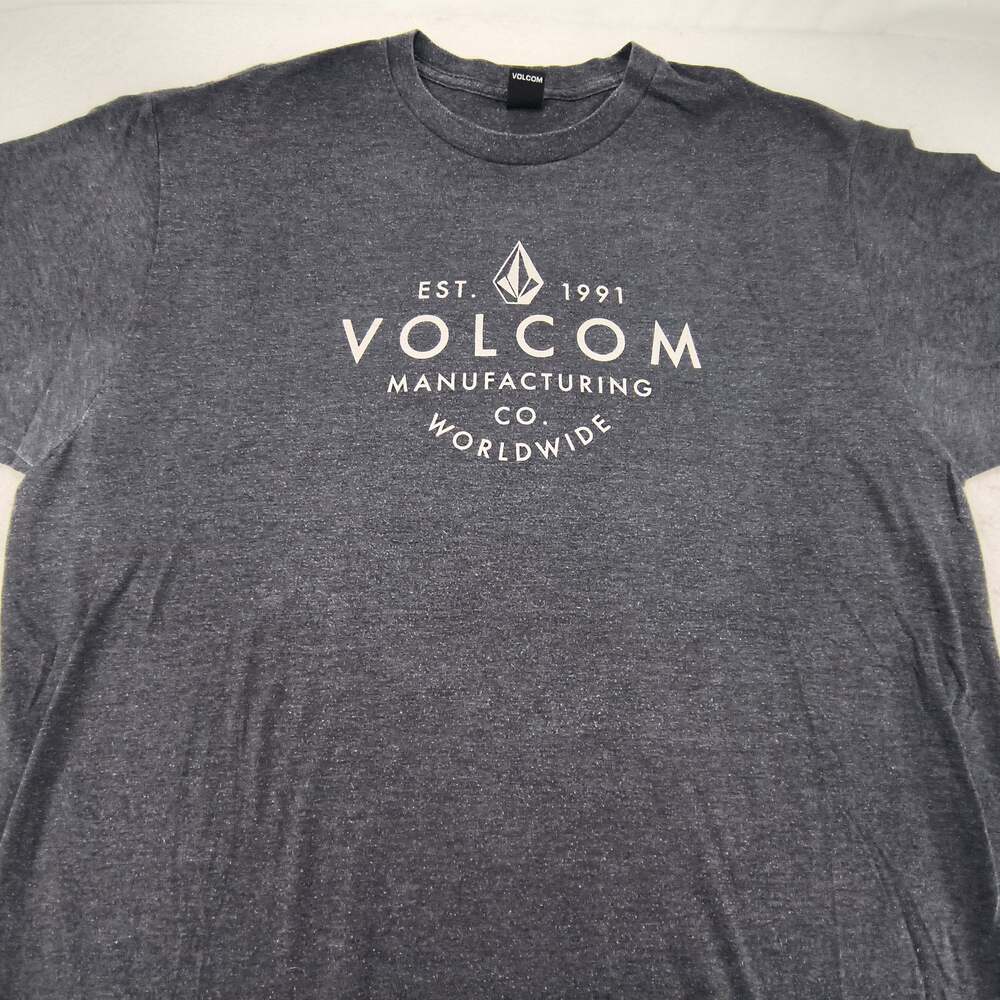 Volcom Crew Neck Short Sleeve Graphic Shirt Mens Size Extra Large XL Gray White